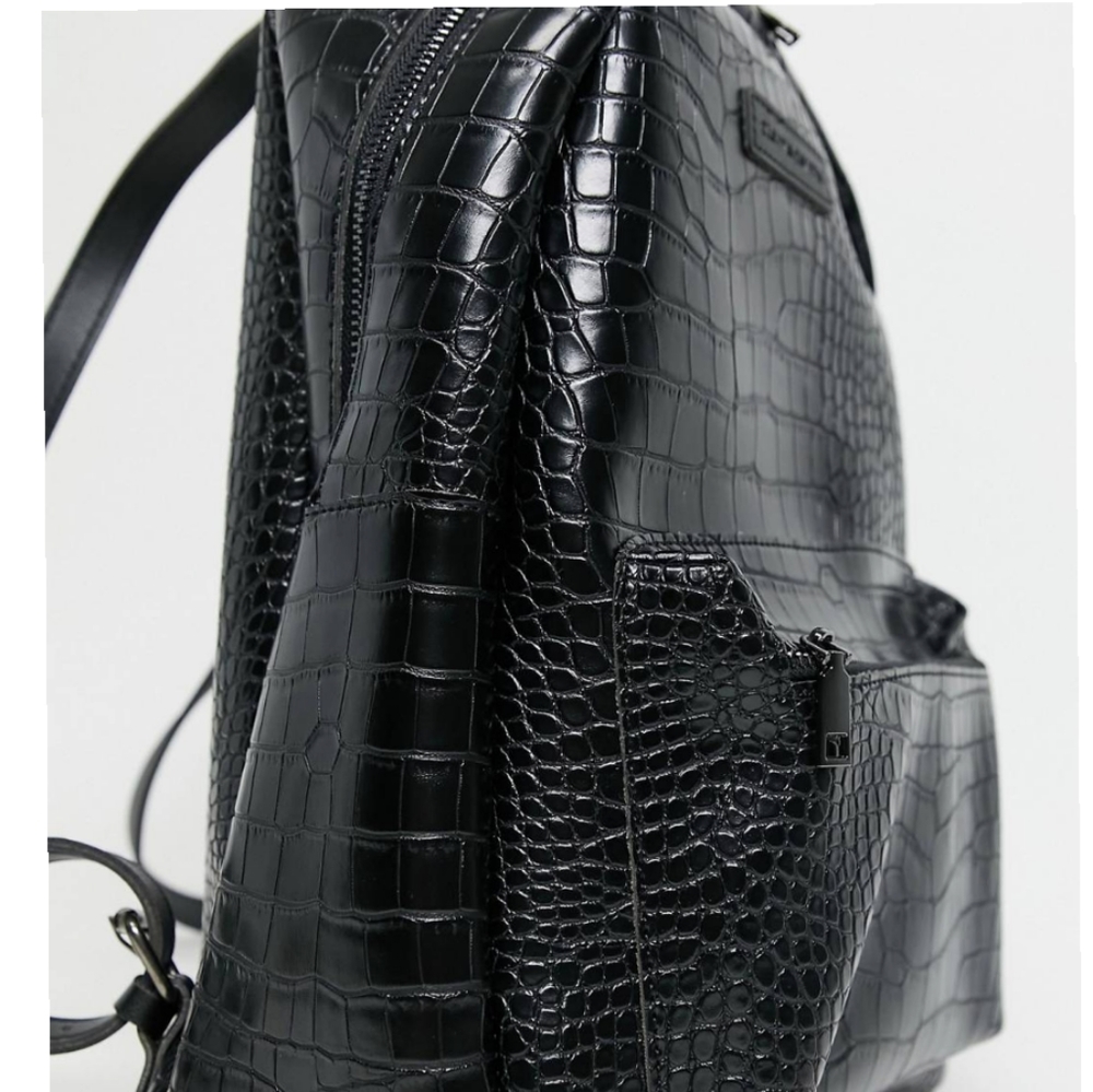 New! Mock Croc Backpack in Black - Picture 6 of 6